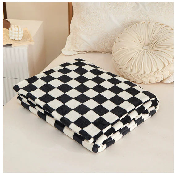 Manta de Franela a Cuadros Azul y Blanca